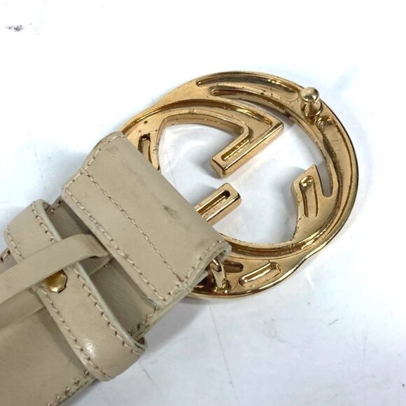 GUCCI 037・0394 GG logo belt Leather Beige/Gold main image 9